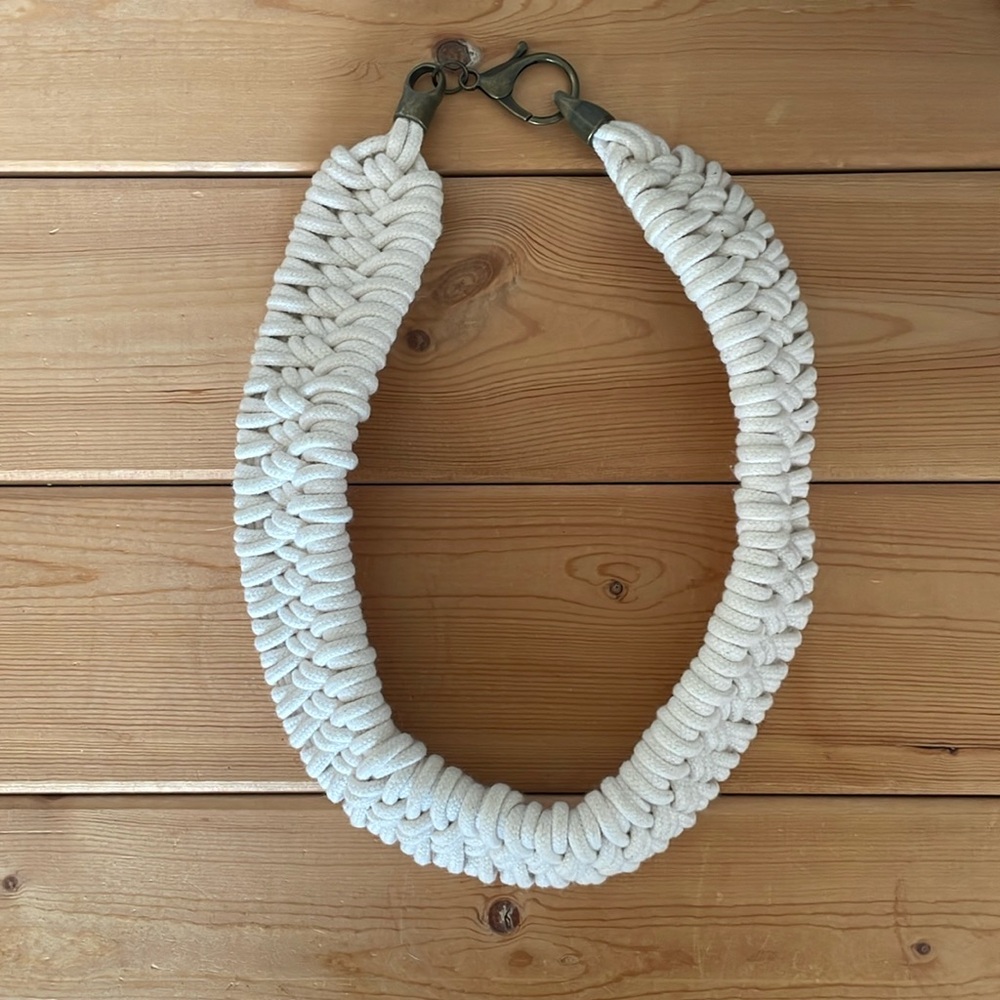 Zelma Rose Tomales Boho Woven Necklace in Cream